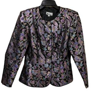 Vintage 80s Metallic Floral Blazer